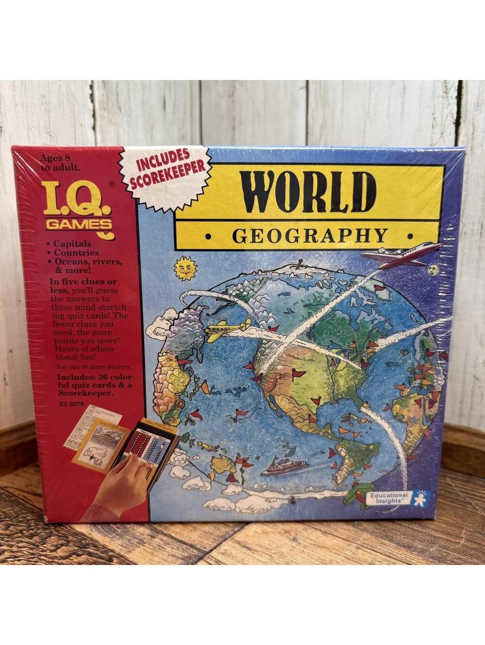 IQ Games World Geography Trivia Card Game Educational Insights Vintage 1989 NEW